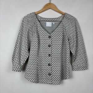 By Anthropologie Ett:twa Women’s Ivory Gold Brocade Suit Jacket S Puff Sleeve